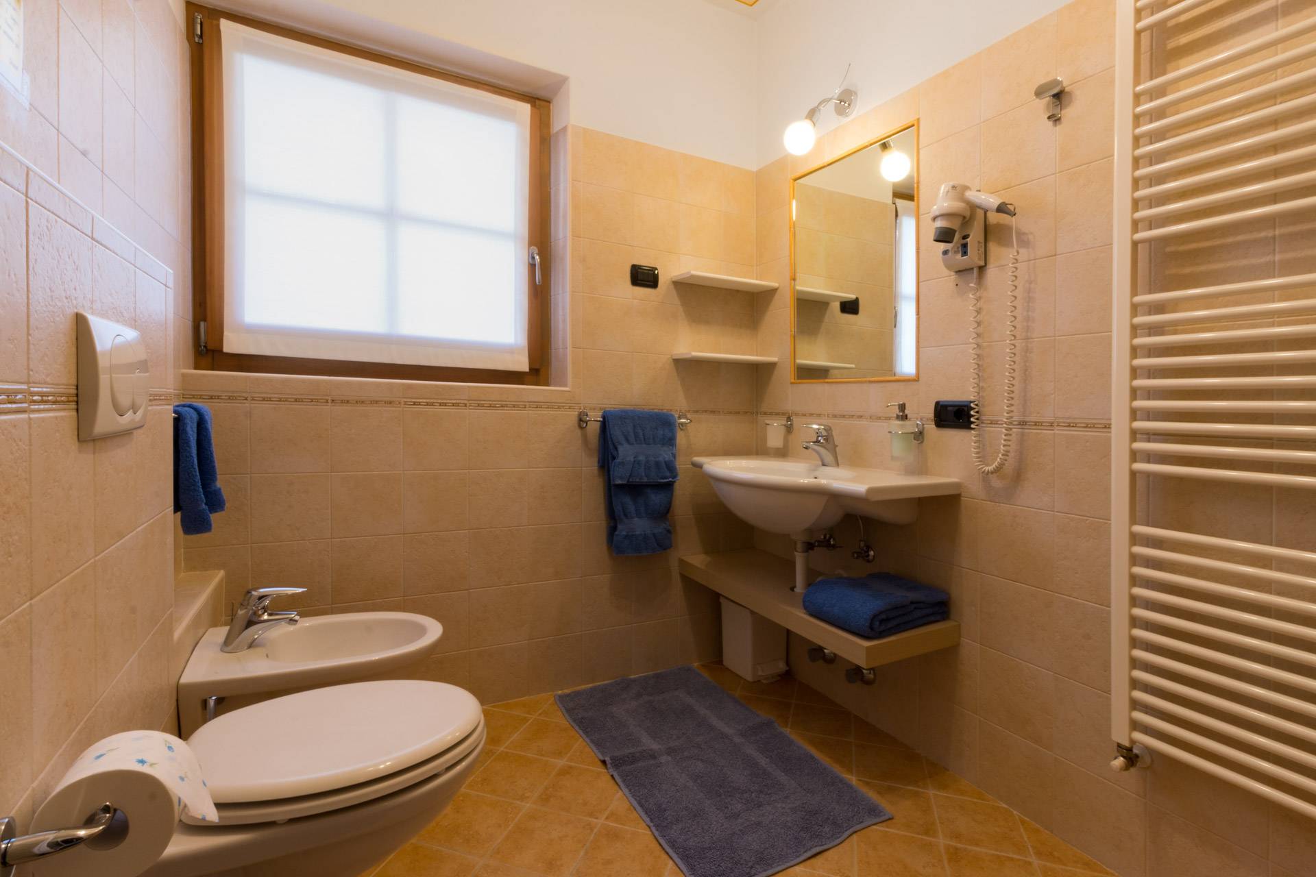 Bagno con doccia negli appartamenti di Chalets Molin
